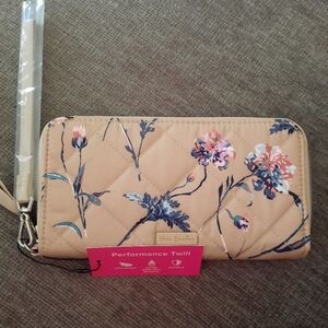 Vera Bradley Performance Twill RFID Accordion Wristlet in Strawflowers NWT